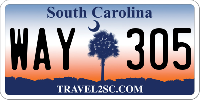 SC license plate WAY305