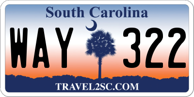 SC license plate WAY322