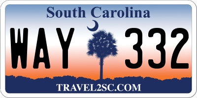 SC license plate WAY332
