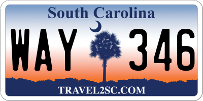 SC license plate WAY346