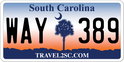 SC license plate WAY389