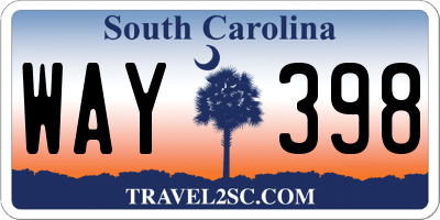 SC license plate WAY398