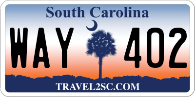 SC license plate WAY402