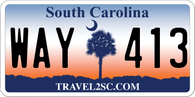 SC license plate WAY413