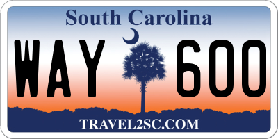 SC license plate WAY600