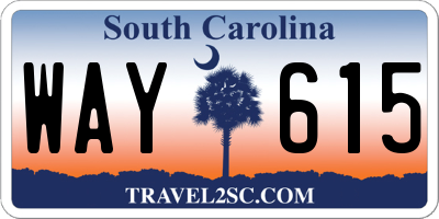 SC license plate WAY615