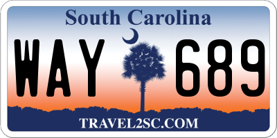 SC license plate WAY689