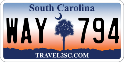 SC license plate WAY794