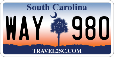 SC license plate WAY980