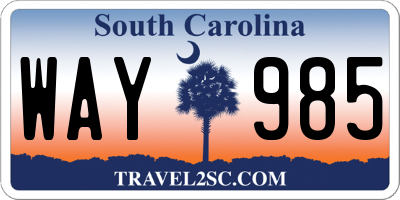 SC license plate WAY985