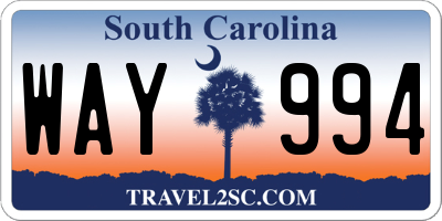 SC license plate WAY994