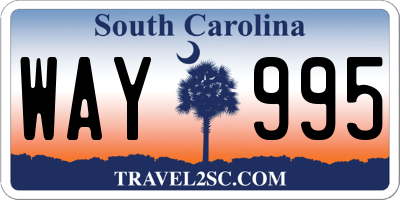 SC license plate WAY995