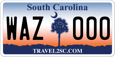SC license plate WAZ000