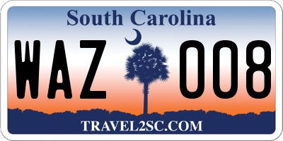 SC license plate WAZ008