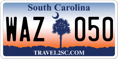 SC license plate WAZ050