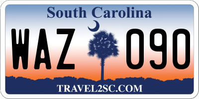 SC license plate WAZ090