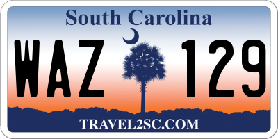SC license plate WAZ129