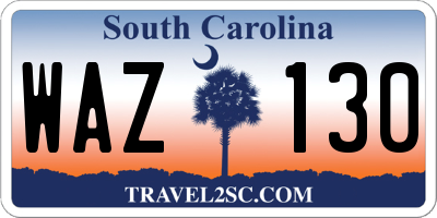 SC license plate WAZ130