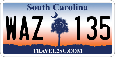 SC license plate WAZ135