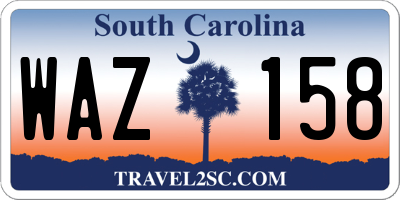 SC license plate WAZ158