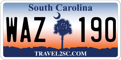 SC license plate WAZ190