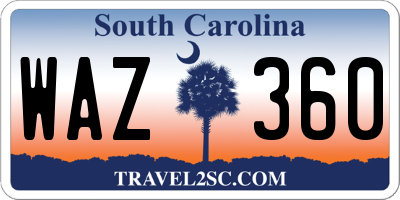 SC license plate WAZ360