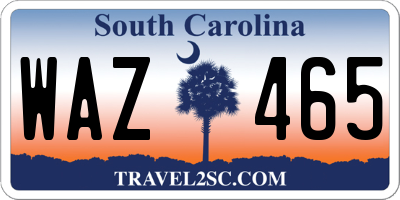 SC license plate WAZ465