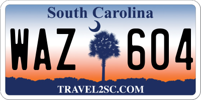 SC license plate WAZ604