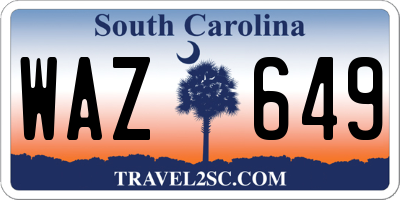 SC license plate WAZ649