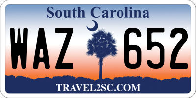 SC license plate WAZ652