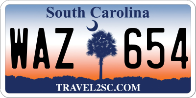 SC license plate WAZ654