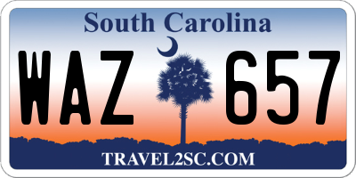 SC license plate WAZ657
