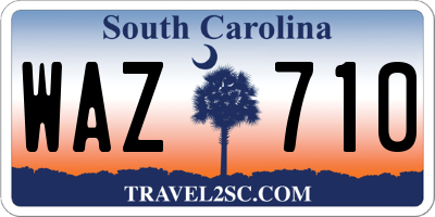 SC license plate WAZ710