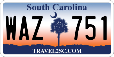 SC license plate WAZ751