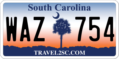 SC license plate WAZ754