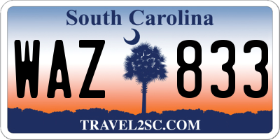 SC license plate WAZ833