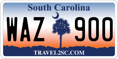 SC license plate WAZ900
