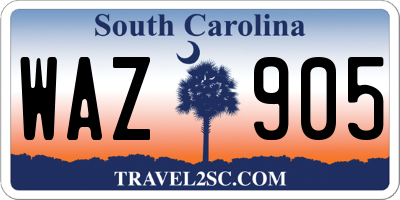 SC license plate WAZ905