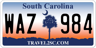 SC license plate WAZ984