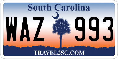 SC license plate WAZ993