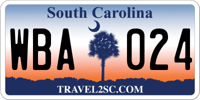 SC license plate WBA024