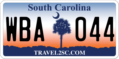 SC license plate WBA044