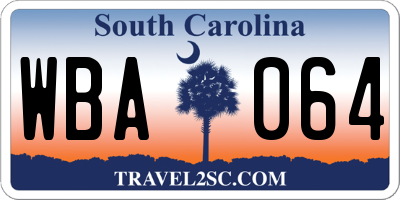 SC license plate WBA064
