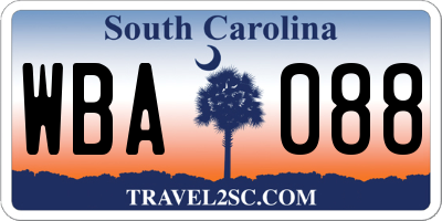 SC license plate WBA088