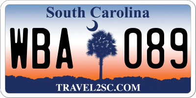 SC license plate WBA089