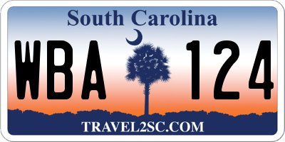 SC license plate WBA124
