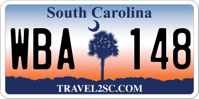 SC license plate WBA148