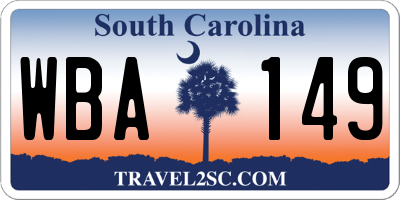 SC license plate WBA149
