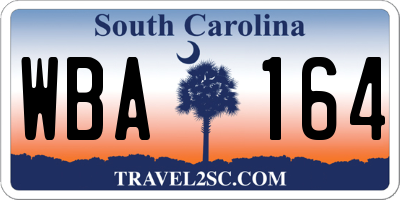 SC license plate WBA164