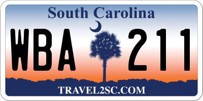 SC license plate WBA211